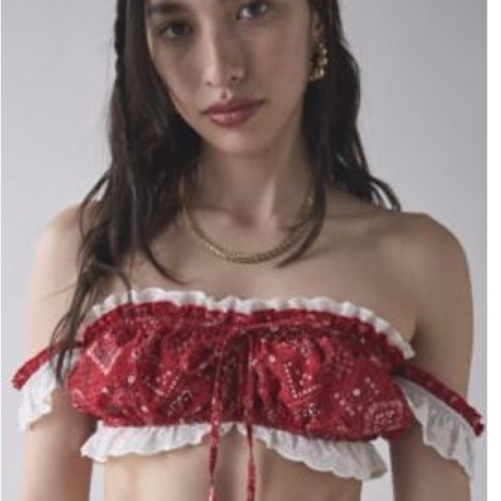 Urban Outfitters Red and White Crop Top